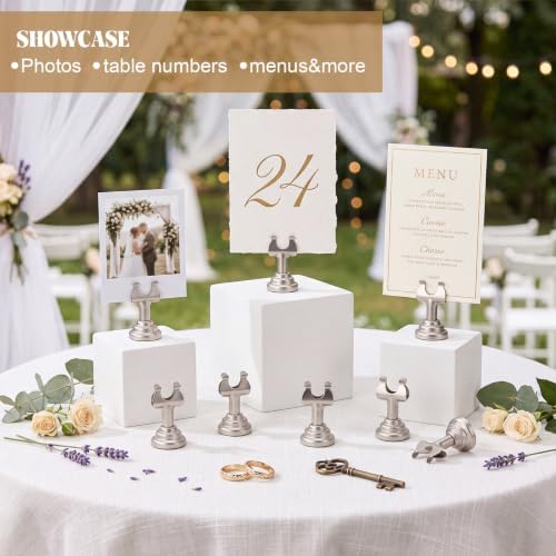 24 Pcs Warm Silver Table Number Holder Metal 1.8 in Card Holder