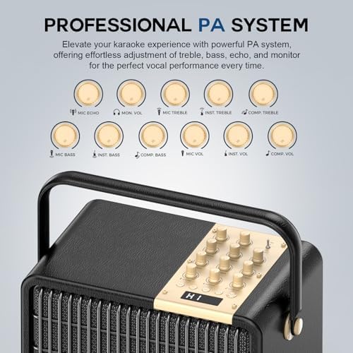 SUPNIU Wireless Voice Amplifier Professional Karaoke Machine with 2 UHF Microphones for Adults, 320W Peak Bluetooth Speaker PA System Treble & Bass for Home Party Wedding Outdoor Christmas Events L400