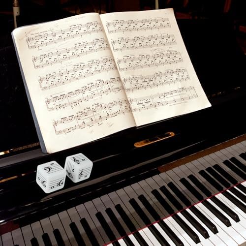 oyeftp Fun Five-Line Staff Music Note Dice for Theory Learning, Large 20mm Educational Dice Set, Includes Treble Clef & Bass Clef Dice for Classroom Music Games