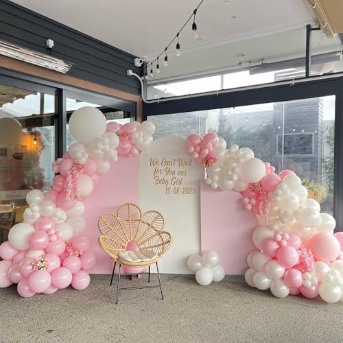 Pink Balloons Arch Kit, 124pcs Pink and White Balloons