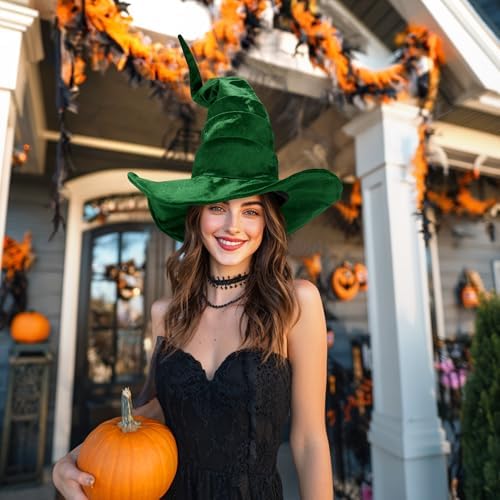 Ibeauti Witch Hat Women Large Ruched Halloween Witch Hat Costume Accessory for Party