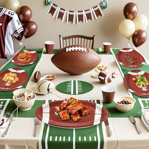 50Pcs Football Oval Paper Plates 12.6 x 10inch