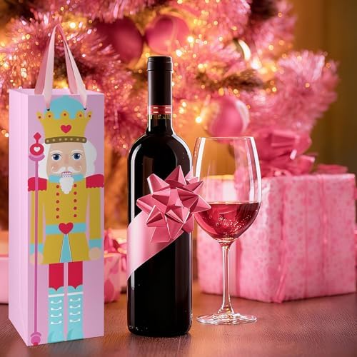 TaoBary 12 Pcs Christmas Wine Bags with Handles, Novel Nutcracker