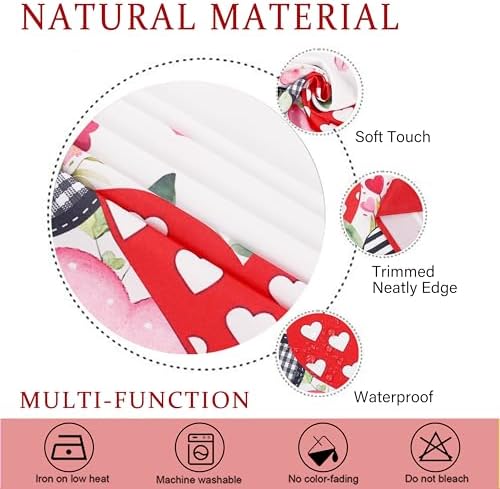 Valentine's Day Tablecloth Decoration Tablecloths, Pink Rose Rosette Butterfly Table Covers, Waterproof Table Cover for Dinner Kitchen Party Holiday Decor 60"x 84" Oblong/Rectangle