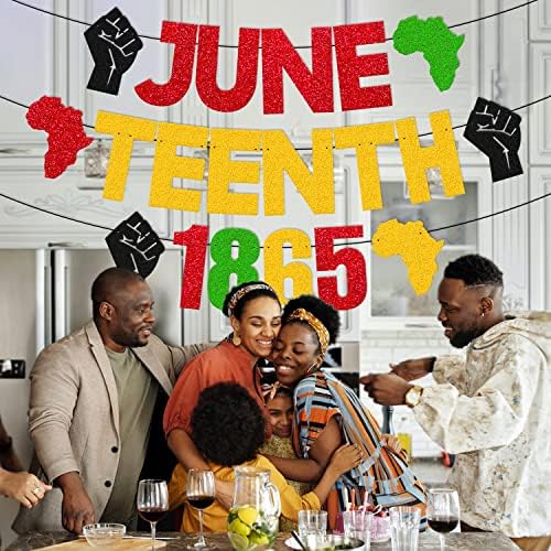 Juneteenth 1865 Banner Happy Juneteenth Black History Pride Independence Day Festival Party Decoration for Afro Africa American Celebrate June 19th Freedom Day Patriotic Party Supplies
