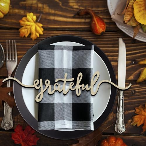 Thanksgiving Cutout Wood Table Place Card (8, Grateful Wood)