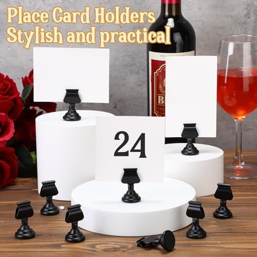 Kathfly 12 Pcs Wedding Table Number Holders Metal Black Place Card Holder