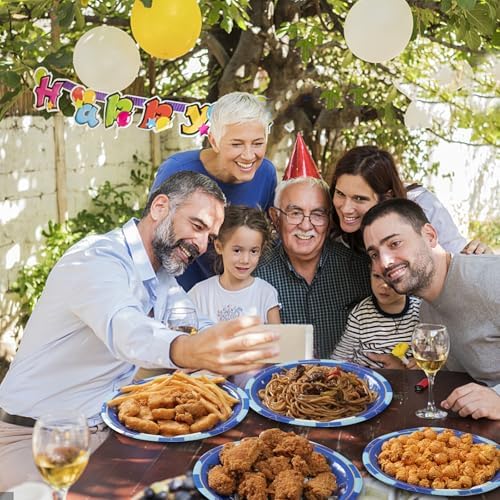50 Pcs Fathers Day Paper Plates and Napkins Set