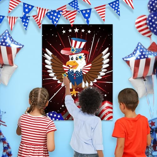 ASTARON 4th of July Patriotic Party Game for Kid Pin The Tail on The Eagle