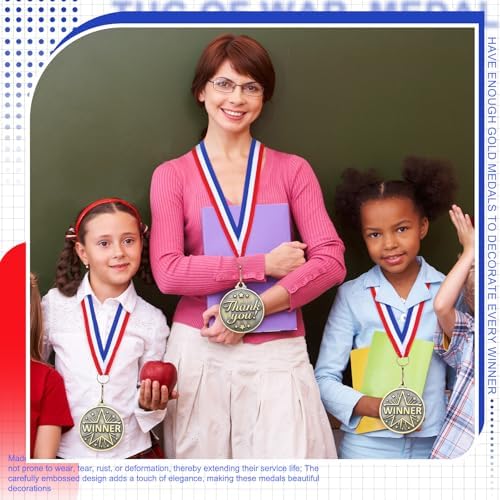 Quelay 30 Pcs Gold Star Awards Medals 2" Ribbons