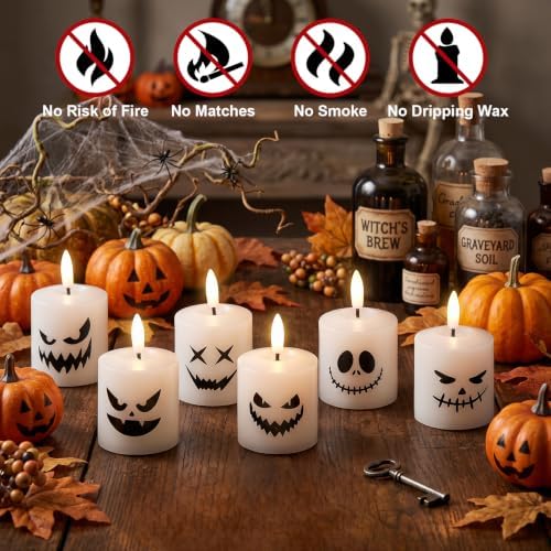 GenSwin Halloween Flameless Votive Candles with Remote Wax