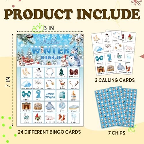 Christmas Bingo Game Cards, Winter Holiday Party Games, Christmas Party Game Decor, Winter Holiday Games, Bingo Sets for Adults Large Group, Xmas Theme Party Activity Supplies -A20