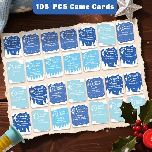 Winter 5 Second Game Cards, 108 Christmas Cards with Timer