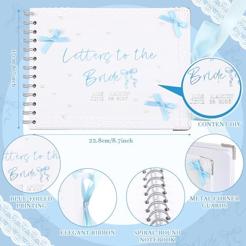 Humyoun Letters to Bride Scrapbook,8.5 X 7 Inch,Bow,Blue