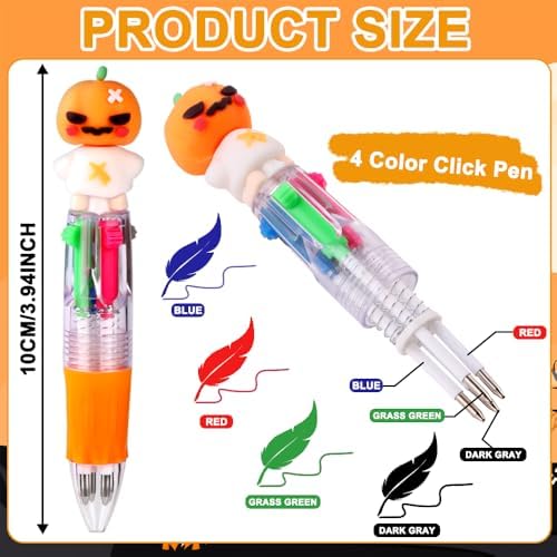 24PCS Halloween Fun Pens Mini Multicolor 4-in-1 Party Favors Pens