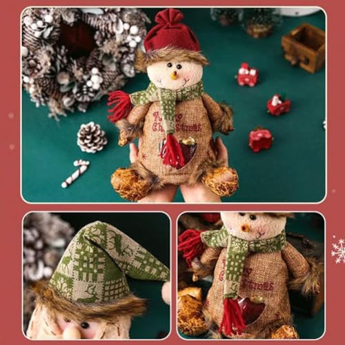 Yrcasu Christmas Gift Bags Zipper Design, Large Capacity Christmas Gift Bags, Reusable Christmass Gift Storage Bags - 3 Shapes (Snowman, Santa, Elk) for Chritmas Party Decor Candy and Gift (3Pcs A)