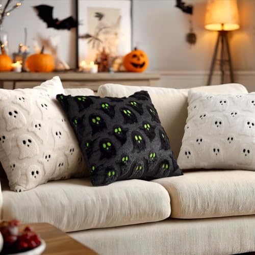 MIULEE Black Halloween Pillow Covers Cute Ghost Decor Set of 2 16x16