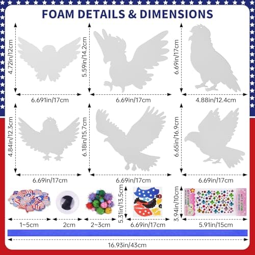 Ruicnte 4th of July Foam Eagle Patriotic Crafts for Kids School Activity