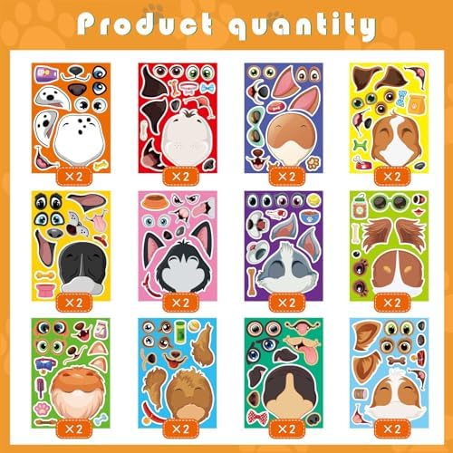 Make a Face Stickers, Make Your Own Dog Stickers for Kids, Animal Sticker