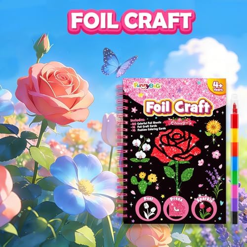 FUNNYB&G Foil Art Craft Kit for Kids, Sparkly Birthday Gift Toy for Girls