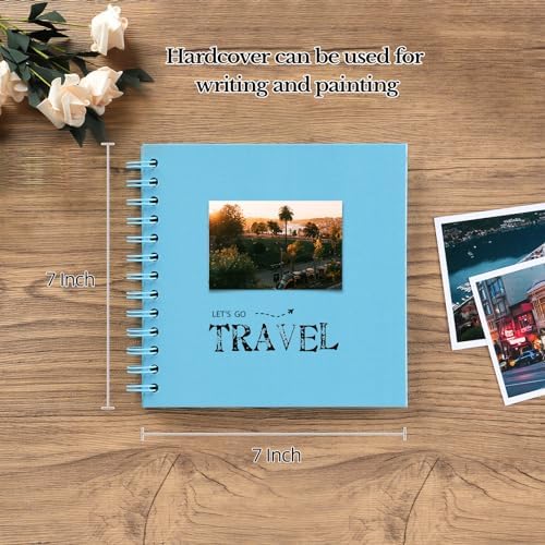 potricher 7 x 7 Inch Small DIY Scrapbook Photo Album 40 Pages, Blue