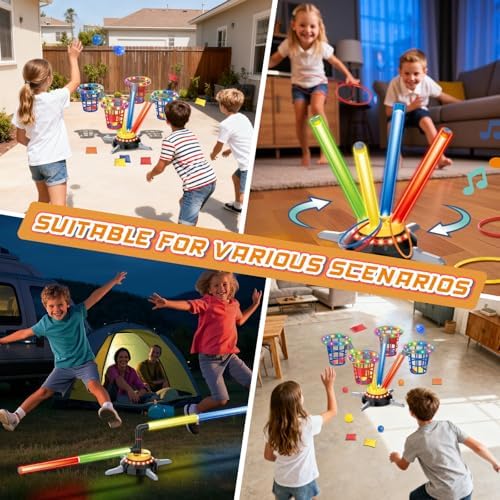 Vatos 3 in 1 Bean Bag & Ring Toss Game, Musical Jumping Toy for Kids