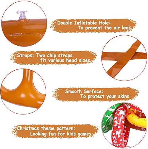 Max Fun Inflatable Reindeer Antler Ring Toss Christmas Games Indoor Outdoor Party Games Hat for Xmas Gifts Holiday Party Supplies Favors Games for Family
