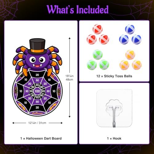 Halloween Games, Halloween Party Supplies Dart Board with 12 Sticky Balls