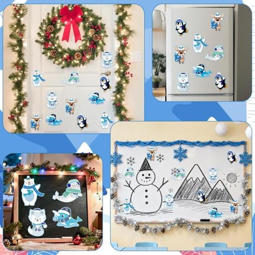 Haooryx DIY Polar Animal Magnet Craft Kit - 30 Set Make Your Own Winter Arctic Animal Sticker Decoration Christmas Paper Craft for School Art Project Refrigerator Bulletin Board Xmas Holiday Decor