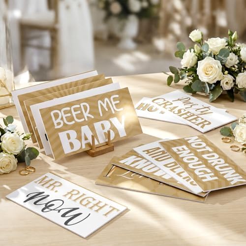 Beeveer 24 Designs Gold Wedding Photo Booth Props, Double Sided PVC Selfie