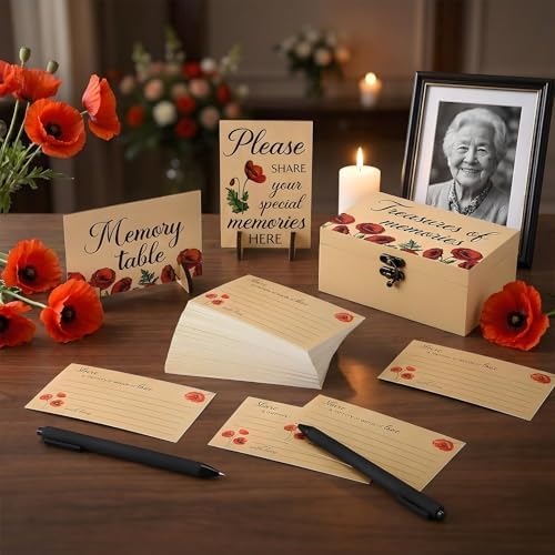 Gilprop 112 Pcs Share a Memory Cards for Celebration of Life, Poppy