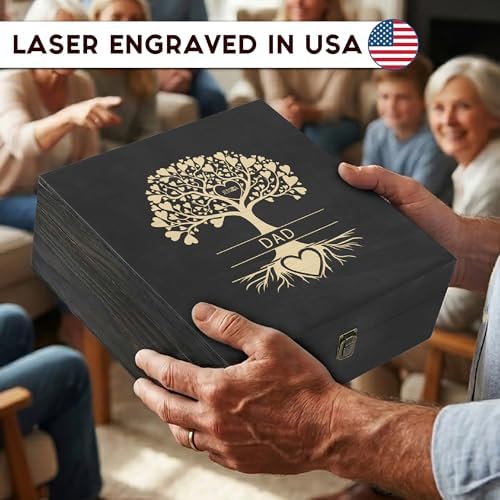 Gifts for Grandpa or Dad, Personalized Family Tree Memory Box, Father's Day