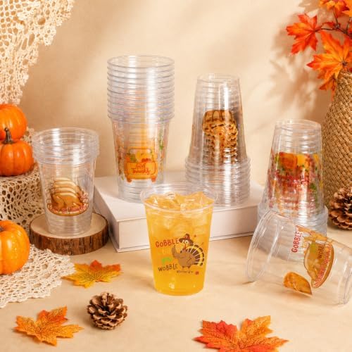Disposable Thanksgiving Clear Plastic Cups, Bulk