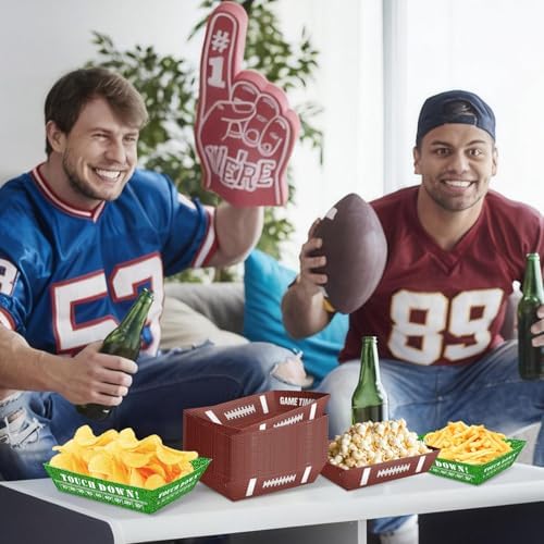 50 Pcs Football Party Decorations, Disposable Food Tray, 2 Designs