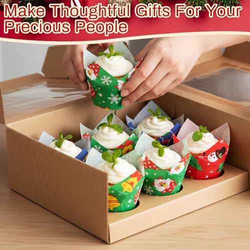 Motiskyy 300 Pcs Jumbo Tulip Muffin Liners, Christmas Color