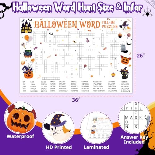 Giant Halloween Word Fill-in Puzzles Game for Family Office Large Group