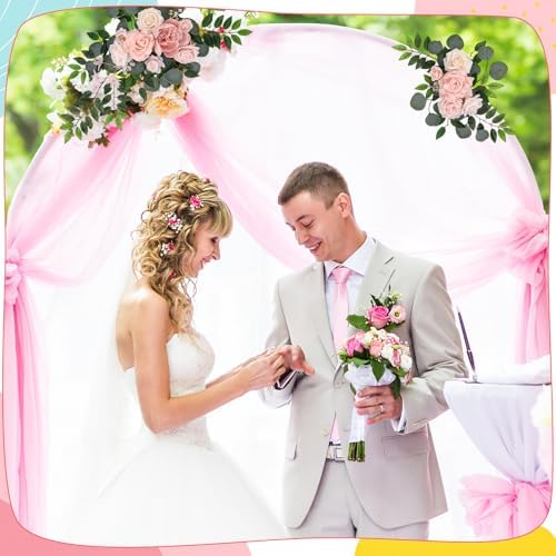 2 Pcs Wedding Arch Decorations, Wedding Arch Flowers Swag
