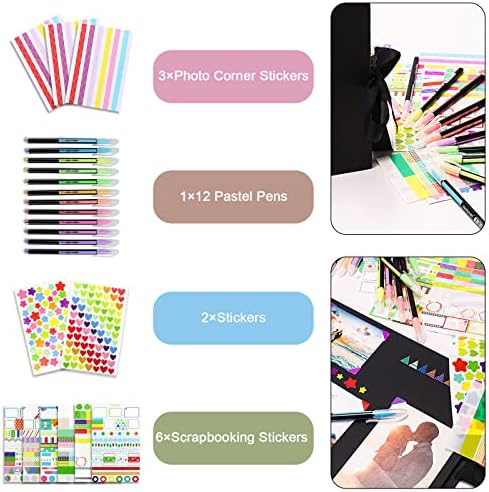 Vienrose Scrapbook Album 80 Pages 11x8 Inch Black