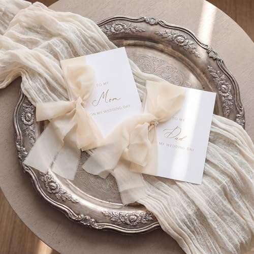 LITIVY 2026 Wedding Vow Books Set 2 Vow Books & 2 Wedding Day Cards for Parents with Gold Foil Dot Grid Pages His and Hers Gifts Wedding Registry Must Haves (Beige, 5.23” x 7”)