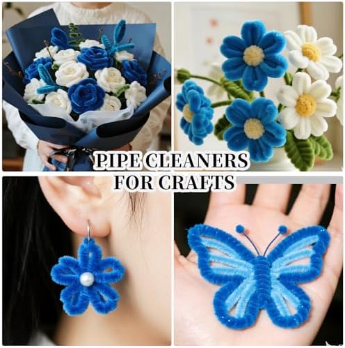 Blue Pipe Cleaners,Pipe Cleaners Craft,Arts and Crafts,Craft Supplies,Art Supplies,School Halloween Party Treat Bags,Girl Toys