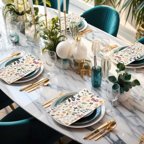 Seajan 200 Pcs Floral Paper Guest Napkins Disposable Hand Towels