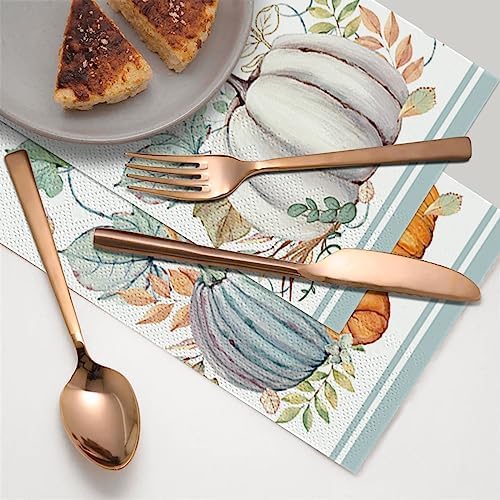 Horaldaily 50Pcs Fall Paper Napkins, Watercolor Pumpkin