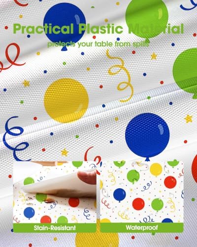 Pureegg Plastic Table Cloth Disposable 54x108 Inch 10 Pack, Rainbow