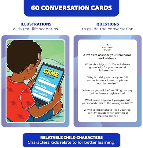 Who What Why Online Safety Conversation Cards for Kids, SEL Game
