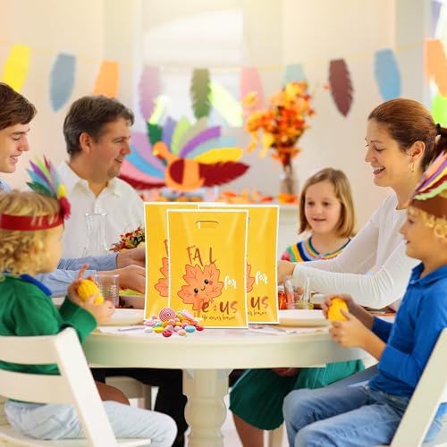 EUVBOKW 100 PCS Fall for Jesus Treat Bags with Handles