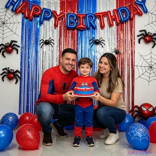 Blue Silver Red Party Streamers 4th of July Decorations 3.2ft x 8.2ft 2 PCS