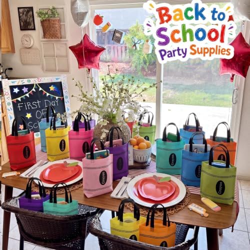 Hosuly 48 Pcs Back to School Gift Bags Crayon Tote Bags Bulk