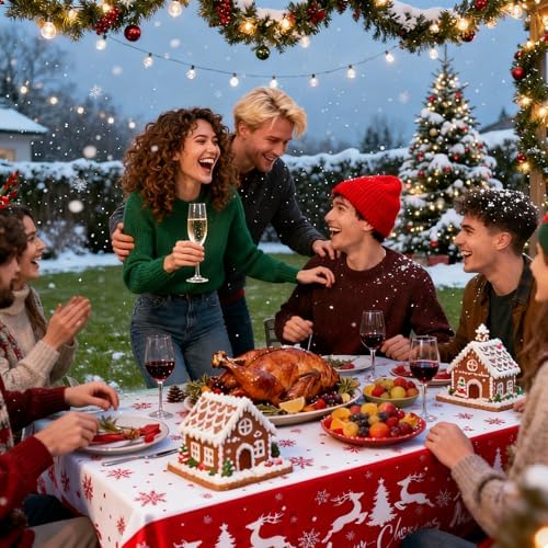 2Pack Christmas Tablecloths Disposable Christmas Party Decoration Supplies