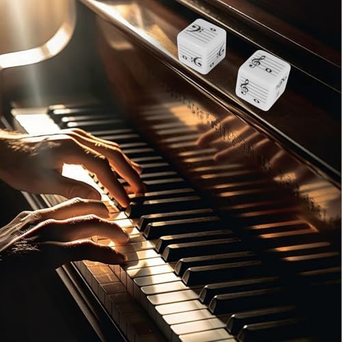 oyeftp Fun Five-Line Staff Music Note Dice for Theory Learning, Large 20mm Educational Dice Set, Includes Treble Clef & Bass Clef Dice for Classroom Music Games