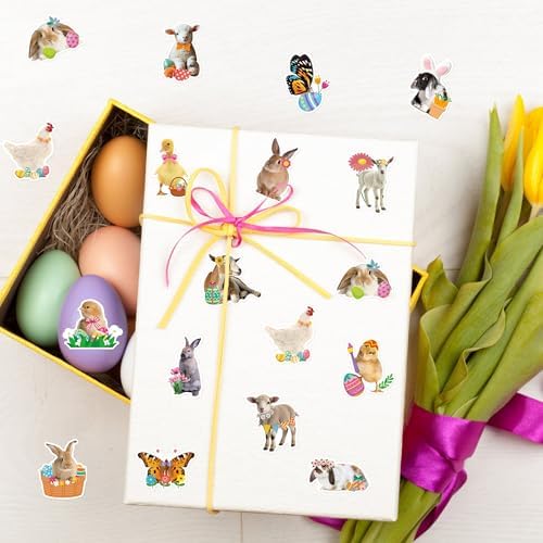 H1vojoxo Easter Animal Sticker Rolls - 1000PCS Realistic Animal Stickers for Kids 16 Designs Self-Adhesive Realistic Animals Stickers for Easter Party Supplies Cute Animals Sticker for Craft Envelopes